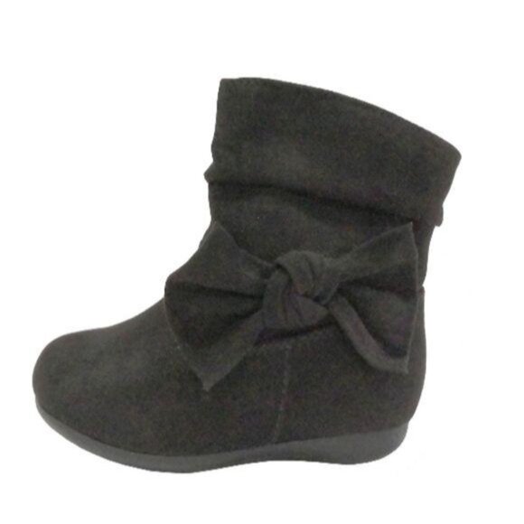 Wonder Nation Infant Black Side Zip Slouch Boots With Bow Detail Size 3 - Picture 1 of 10